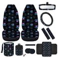 thumbnail image 1 of Jeiento Paw Print Car Front Seat Cover Set with Armrest Cover Pad Steering Wheel Cover Seat Belt Pads Garbage Can Air Vent Pouch Rearview Mirror Cover Coasters Keychain, 12 Pieces Auto Accessory, 1 of 7