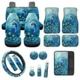 thumbnail image 1 of Jeiento Peacock Car Seat Covers Full Set of 17, Front Rear Seat Covers Floor Mats Carpets Seatbelt Cover Steering Wheel Cover Coaster, Fit for Most Cars SUV Truck Sedan, Blue, 1 of 6