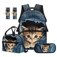 thumbnail image 1 of Jeiento Peeking Cat Backpack And Lunch Box Set for Kids 4 Piece 17 Inch School Backpack, Lunch Bag, Pencil Case, Bookmark for Boys Girls Primary Elementary School, 1 of 7