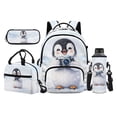 thumbnail image 1 of Jeiento Penguin 17 Inch Schoolbag Set 4-Piece Lunch Bag Pencil Case Water Bottle Holder Lightweight Large Capacity Backpack for Boys Girls Kids Elementary School, 1 of 7