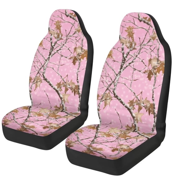 Jeiento Pink Camo Hunting Car Seat Covers for Front Seats Only, Universal Seat Covers for Auto Truck Van SUV, Car Accessories for Women Men