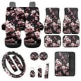 thumbnail image 1 of Jeiento Pink Cherry Blossom Car Seat Cover Full Set, Universal Fit Seat Covers for Car Front Rear Cover, Floor Mat Center Console Pad Safety Belt Pad for Women Men, Removable, 1 of 8