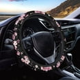 thumbnail image 1 of Jeiento Pink Cherry Blossom Car Steering Wheel Cover Elastic Car Accessories for Women Men Universal Size Fit for SUV RV Van Truck,Black, 1 of 6
