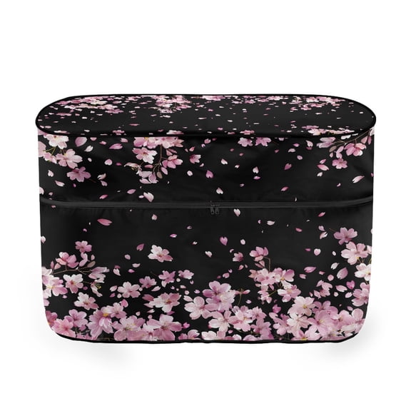 Jeiento Pink Cherry Blossoms RV Trailer Propane Tank Cover,Black Camper Propane Tank Cover Gas Cylinder Cover Fits 40LB Dual Propane Tanks,Trailer Travel Accessories Decor