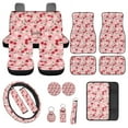 thumbnail image 1 of Jeiento Pink Cherry Car Interior Cover Sets,Front Rear Seat Covers with Steering Wheel Cover Floor Mats Car Seat Belt Pads Center Console Covers Cup Coaster Keychain, Set of 17, 1 of 6