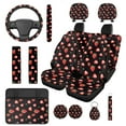 thumbnail image 1 of Jeiento Pink Strawberry 14 PCS Car Seat Cover Full Set with Steering Wheel Cover Center Console Cover Seat Belt Cover Headrest Covers Coaster Key Chain, 1 of 7