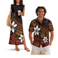 thumbnail image 1 of Jeiento Polynesia Flowers Matching Hawaiian Outfits for Couples Mens Summer Shirts Plus Size Floral Dress Men Button Down Shirt Sleeveless Dress for Women Coupleoutfits, 1 of 6