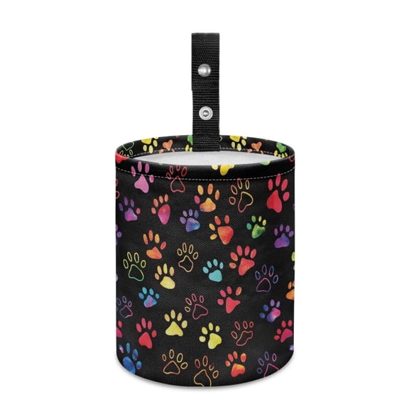 Jeiento Puppy Dog Paw Car Garbage Can Holder Organizer Storage Box Auto Trash Bin Accessory with Adjustable Buttons Collapsible Automotive Trash Container Fit for SUV Trucks Van Sedans