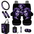 thumbnail image 1 of Jeiento Purple Devil Girl Rose Car Seat Cover Set Auto Steering Wheel Cover Seat Belt Strap Pads Cup Holder Trash Bag Air Vent Storage Pocket Keychain 12 Piece Automobile Accessories Universal Fit, 1 of 7