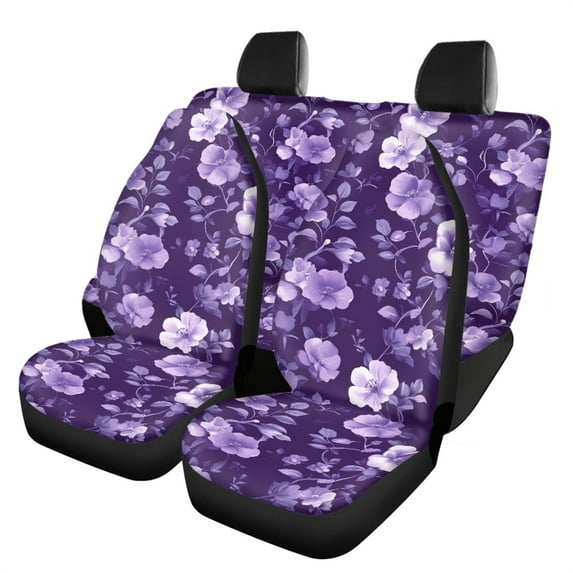 Jeiento Purple Flowers Car Seat Covers Set of 4 Car Front Seat Covers and Back Seat Covers Protector for Women Girls Automobile Accessories Decor Universal Fit for Most Vehicles