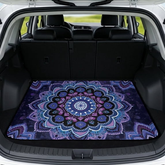 Jeiento Purple Large Mandala Car Trunk Mat For Dogs Anti-Shed Vehicle Rear Liner Scratch Proof All Season Floor Mat For Truck Van