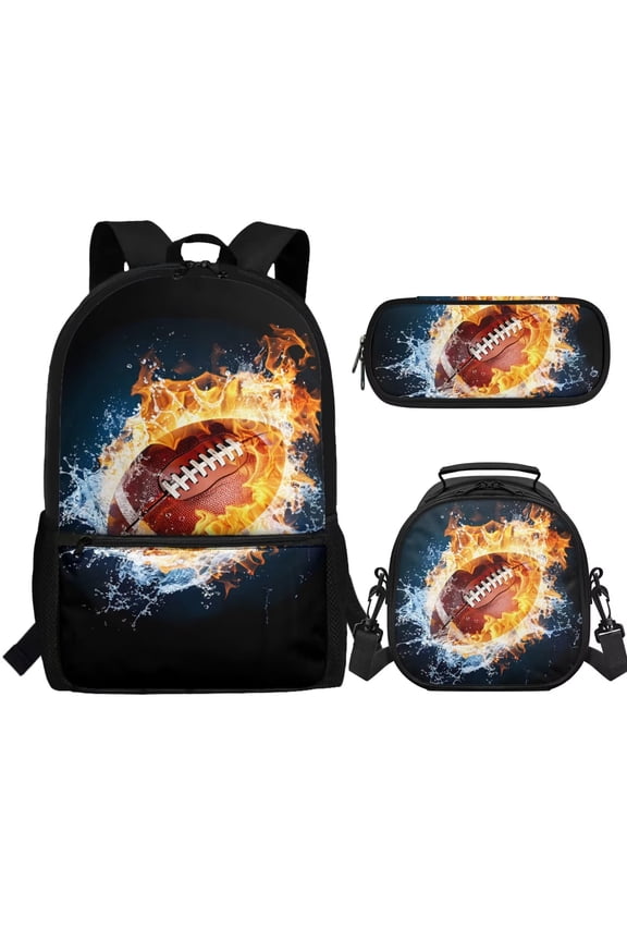 Rugby Backpack Lunchbag Set for Boys 6-8 Primary School Bookbag with Insulated Lunch Box Pencil Pouch 3 PCS Set Kids Book Bags School Bag Personalised