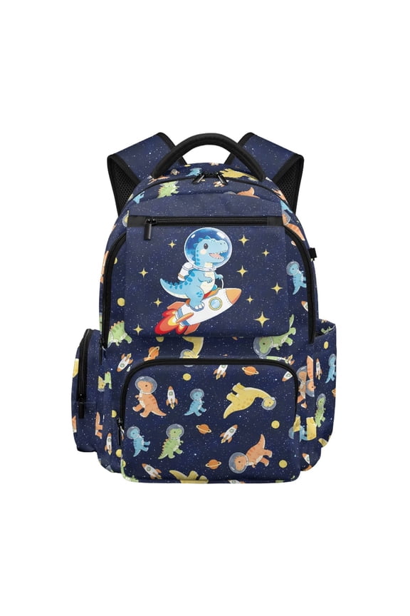 School Backpack for Boys 8-12 17 Inch Large Capacity Lightweight Daypack Water-Resistant Multi-Pocket Bookbag for Elementary Students Back to School Supplies, Space Dinosaur