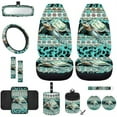 thumbnail image 1 of Jeiento Sea Turtle 12 PCS Front Car Seat Cover Full Set, with Steering Wheel Cover Seat Belt Pad Cover Armrest Box Mat Trash Bin Rear View Mirror Cover Keychain Air Vent Bag Southwest Aztec Teal, 1 of 7