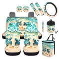 thumbnail image 1 of Jeiento Sea Turtle 12 Pack Car Seat Cover Set with Steering Wheel Cover Seat Belt Strap Cover Garbage Cans Air Vent Pouch Seaside Style Cup Coasters Keychain Fit for SUV Trucks Van Sedans, 1 of 7