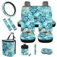 thumbnail image 1 of Jeiento Sea Turtle 12 Pcs Car Seat Covers Set for Men Women, Seat Covers with Steering Wheel Cover Seat Belt Pads Trash Bin Sunglass Pocket Coasters Key Chain Auto Accessory Blue, 1 of 7