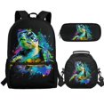 thumbnail image 1 of Jeiento Sea Turtle Backpack and Lunch Bag Set for Boys 6-8 Kids School Bookbag with Lunch Box Pencil Case Splash Ink Elementary Primary Students Schoolbag Set, Black, 3 IN 1, 1 of 7