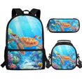 thumbnail image 1 of Jeiento Sea Turtle Backpack with Lunch Box Pencil Case for Boys Kids Bookbag and Lunch Bag Pencil Pouch 3 Pack Blue Ocean Primary School Bag Preschool Students Backpacks Set, 1 of 7