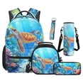 thumbnail image 1 of Jeiento Sea Turtle Backpack Set 5 Pcs Cartoon 17 Inch Waterproof Backpack with Lunch Bag Pencil Pouch for 9-12 Years Old Middle School Kids School Bags, 1 of 7
