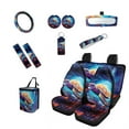 thumbnail image 1 of Jeiento Sea Turtle Car Accessories Sets with Auto Seat Protector Steering Wheel Cover Seatbelt Pads Trash Bin Rearview Mirror Cover Coasters Keychain Lipstick Holder Auto Decor for Van Truck 13pcs, 1 of 7