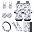 thumbnail image 1 of Jeiento Sea Turtle Car Seat Covers Full Set with Steering Wheel Cover, Seat Belt Cover, Console Armrest Pad, Auto Keychains, Cup Coasters Floral Interior Automotive Accessory Decor Fit for SUV Van, 1 of 7