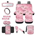 thumbnail image 1 of Jeiento Sea Turtle Car Seat Covers Set for Women Steering Wheel Cover Seat Belt Covers Trash Bin Rear View Mirror Cover Auto Armrest Cover Cushion Coasters Gear Shift Cover Pink Cherry Blossom, 1 of 7