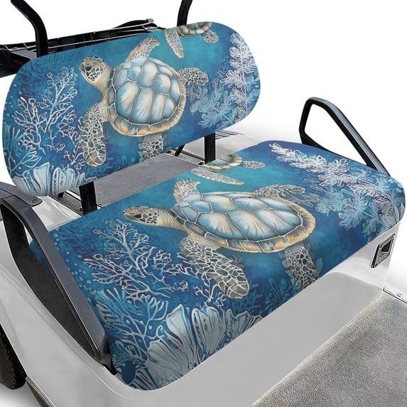 Jeiento Sea Turtle Golf Cart Seat Covers Club Car Precedent Non-Slip Breathable Golf Car Cushion Cover and Backrest Cover 2 Pack