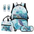 thumbnail image 1 of Jeiento Sea Turtle Print Kids Backpack and Lunch Box Set 4-Piece 17 Inch School Backpack, Lunch Bag, Pencil Case, Bookmark, for Elementary Boys and Girls Back to School, 1 of 7