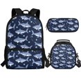 thumbnail image 1 of Jeiento Shark Backpack with Lunch Box for Boys 6-7 8-9 Kids Bookbag Set 3 In 1 Elementary School Bag Lunchbag Pencil Case Middle School Book Bags 3Rh/4Th Grade Girls 17inch Back Pack, Blue, 1 of 7