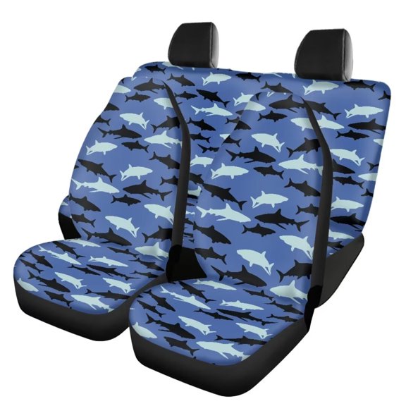 Jeiento Shark Universal Seat Covers for Cars Non Slip Front Seat Cover and Rear Split Bench Protection,All-Season and Universal Fit Auto Interior Accessories
