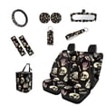 thumbnail image 1 of Jeiento Skeleton Car Seat Covers Set of 13 Car Seat Belt Pad Cover Steering Wheel Cover Car Trash Can Rear View Mirror Cover Car Cup Coasters Keychains Chapstick Holder Universal Fit, 1 of 7