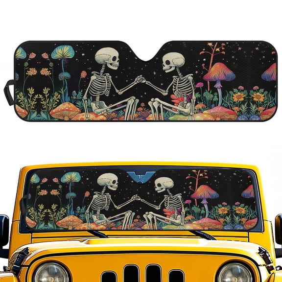 Jeiento Skeleton Windshield Sunshade for Jeep Wrangler,Windshield Shade Blocks UV Rays, Compatible with Jeep Wrangler TJ JK JL 2/4 Door