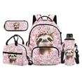 thumbnail image 1 of Jeiento Sloth 17 Inch Backpack Set 4-Piece Lunch Bag Pencil Case Water Bottle Holder Pink Cherry Blossom Lightweight Durable Large Capacity for Boys Girls Kids Students, 1 of 7