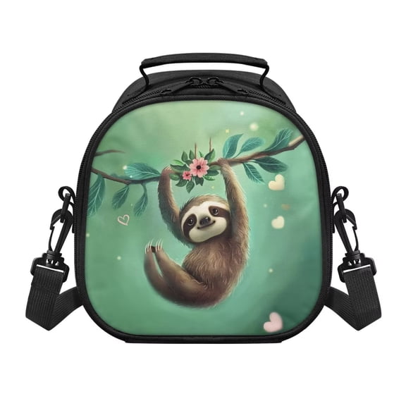 Jeiento Sloth Small Insulated Lunch Bags Reusable Lunch Box Cooler Meal Prep Tote Bag Green Leakproof Lunchbox for Girls Boys Teens Women for Work School Travel
