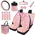 thumbnail image 1 of Jeiento Soft Pastel Pink Leopard Car Interior Complete Set 15 Pack, Universal Seat Protector Rearview Mirror Cover Storage Organizer Seatbelt Pads for Women Vehicles, 1 of 9