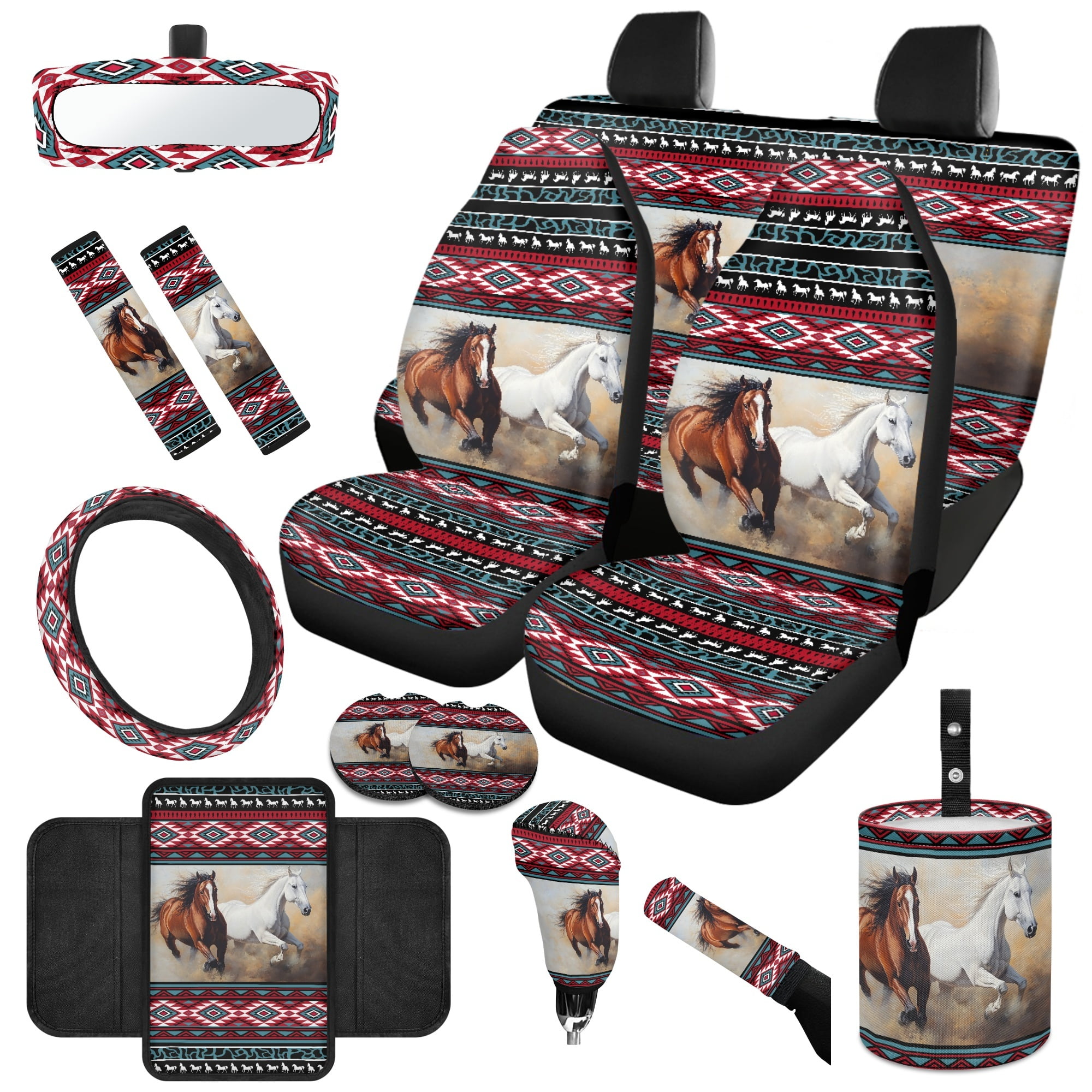 Jeiento Southwest Aztec 14 Pcs Car Accessories Set Front Rear Seat ...