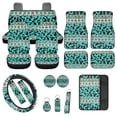 thumbnail image 1 of Jeiento Southwest Aztec 17 Pcs Auto Seat Cover Full Set with Car Floor Pads Steering Wheel Cover Armrest Cover Cow Print Seat Belt Pad Keychains Cup Coaster Chapstick Holder Auto Interior Accessory, 1 of 8