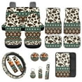 thumbnail image 1 of Jeiento Southwest Aztec 17 Pcs Car Interior Cover Set Car Front Rear Seat Cover with Floor Mats Cow Print Armrest Cover Seatbelt Pads Steering Wheel Cover Ethnic Style Coaster Keychain, 1 of 8