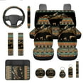 thumbnail image 1 of Jeiento Southwest Aztec Bear 13 Pack Car Seat Cover Set, Including Steering Wheel, Auto Seatbelt Pads, Cup Coasters, Armrest Pad, Lipstick Holder, Mountain Auto Interior Accessories Easy Install, 1 of 8