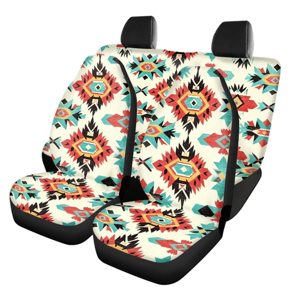 Jeiento Southwest Aztec Car Seat Covers Full Set of 4 Elastic Front and Rear Seats Cover Soft Breathable Fabric Auto Seat Cushion Covers Interior Auto Accessory Fit for Most Cars SUV Van Truck