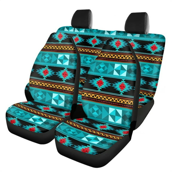 Jeiento Southwest Aztec Car Seat Covers Full Set for Women Men Interior Auto Bucket Seat Covers Back Seat Cover Protector Car Accessories Fit for SUV Van Truck, 4 Piece