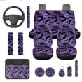 thumbnail image 1 of Jeiento Spider Web 13 PCS Car Seat Covers Full Set with Steering Wheel Cover Bats Seat Belt Pads Purple Armrest Cushion Coasters Keychain Lipstick Holder Auto Accessory Sets Easy Install, 1 of 8
