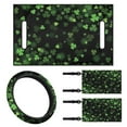 thumbnail image 1 of Jeiento St Patrick's Day Clover 4 Pack Golf Cart Accessories Set Golf Cart Seat Cover Golf Cart Steering Wheel Cover Golf Cart Flags Black Seat Blanket Steering Wheel Cover Golf Cart Banner, 1 of 5
