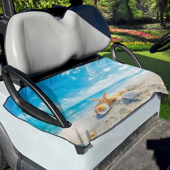 Jeiento Starfish Shell Golf Cart Seat Cover for Front Seats Golf Cart Seat Blanket Universal Golf Cart Seat Towel for Club Car Travel Sports Golf Cart Accessories Decor