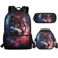 thumbnail image 1 of Jeiento Starry Sky Wolf Backpack for Boys Large Capacity Bookbag Set with Lunchbox Pencil Pouch Elementary School Bag 1st Grade School Supplies 3 in 1 Travel Daypack, 1 of 7