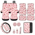 thumbnail image 1 of Jeiento Strawberry Automotive Seat Cover Interior Set, 17 Pack Car Front Rear Seat Covers Floor Mats Seatbelt Pads Flower Cup Coasters Keychains Cute Armrest Cover Universal Fit SUVs Sedans Trucks, 1 of 8