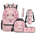 thumbnail image 1 of Jeiento Strawberry Backpack Set of 5 Axolotl 17 Inch Soft Backpack with Lunch Bag Pencil Pouch for 9-12 Years Old Elementary to Middle School Unisex Bookbag Set, 1 of 7