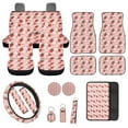thumbnail image 1 of Jeiento Strawberry Car Seat Cover Full Set Car Floor Mats Steering Wheel Cover Flower Seatbelt Pad Armrest Cover Coaster Keychains Chapstick Holder Cute 17 Pack Auto Interior Accessories Set, 1 of 8