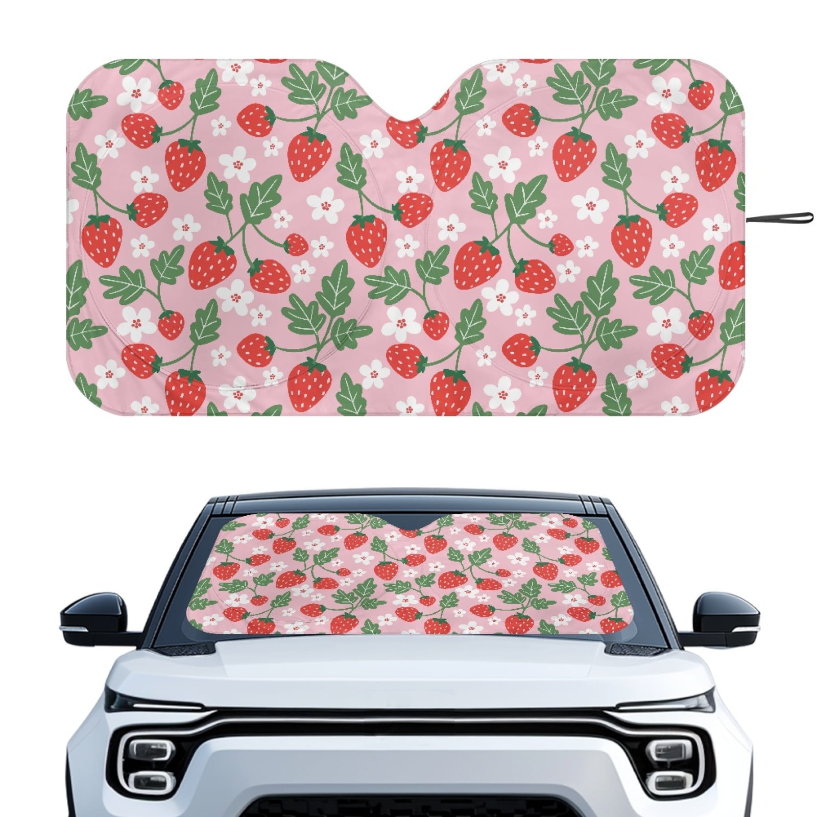 Jeiento Strawberry Sun Shade for Car Windshield Car Sunscreen Blocks UV ...
