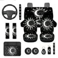 thumbnail image 1 of Jeiento Sun and Moon 13pcs Set Car Seat Cover Set with Steering Wheel Cover Seat Belt Strap Cover Armrest Cover Key Chain Coasters Lipstick Holder Universal Fits SUV Sedan Truck Van, 1 of 8